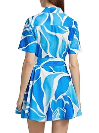 Dream Rose Cotton Poplin Mini-Shirtdress