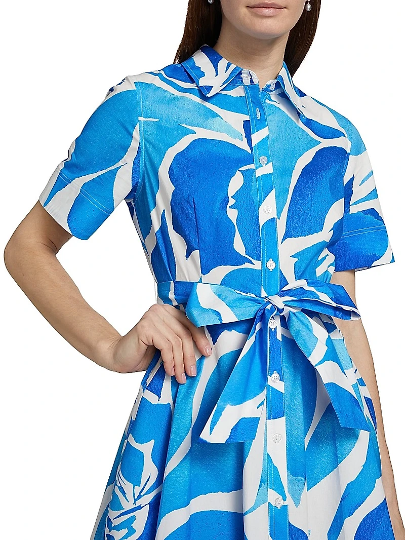 Dream Rose Cotton Poplin Mini-Shirtdress