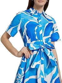 Dream Rose Cotton Poplin Mini-Shirtdress