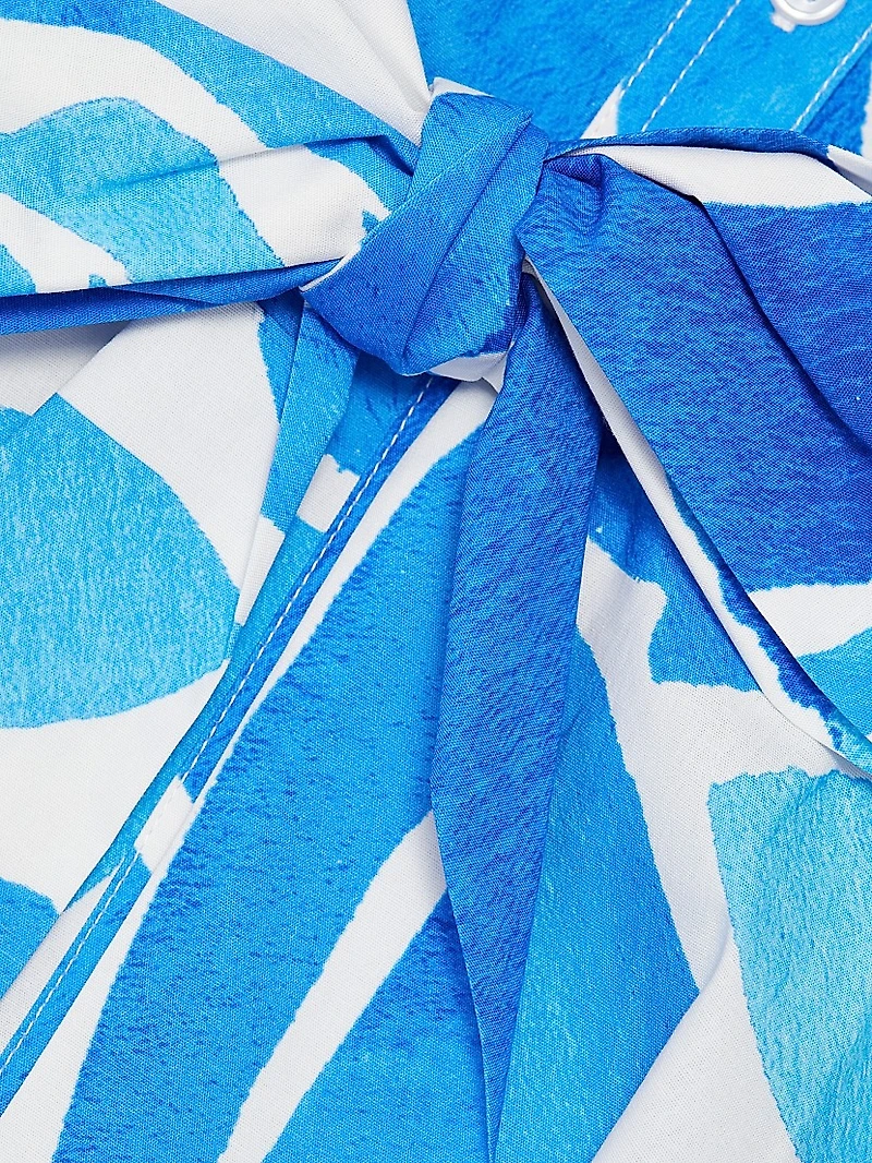 Dream Rose Cotton Poplin Mini-Shirtdress