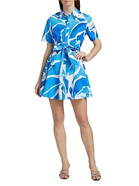 Dream Rose Cotton Poplin Mini-Shirtdress