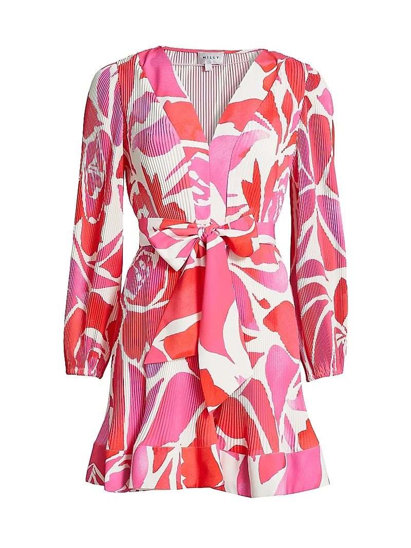 Liv Dream Rose Plissé Tie-Waist Minidress