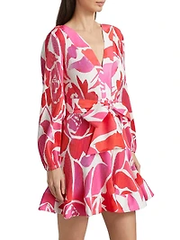 Liv Dream Rose Plissé Tie-Waist Minidress