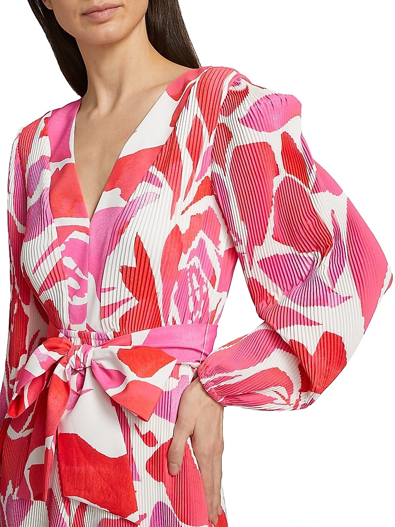 Liv Dream Rose Plissé Tie-Waist Minidress