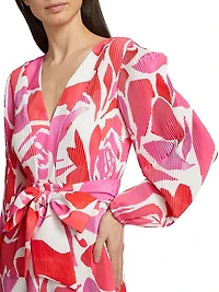 Liv Dream Rose Plissé Tie-Waist Minidress