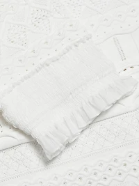 Smocked Pointelle-Knit Top