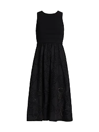 Geo Eyelet Midi-Dress