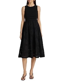 Geo Eyelet Midi-Dress
