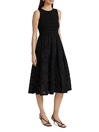 Geo Eyelet Midi-Dress
