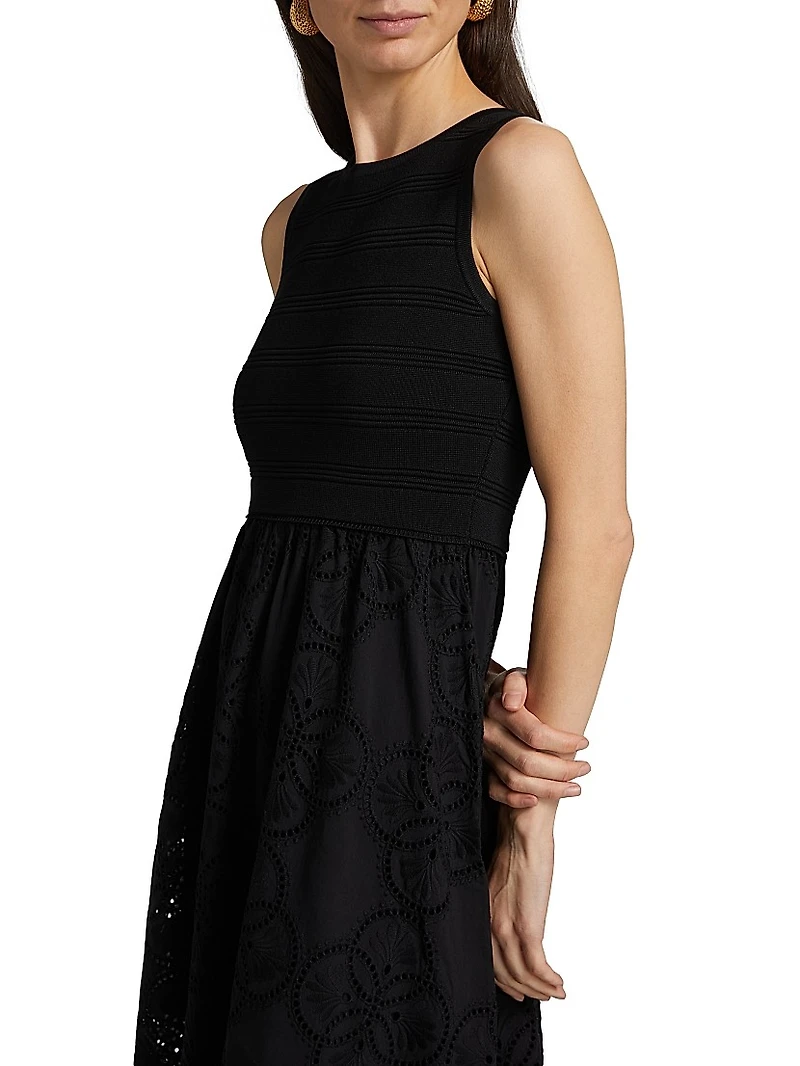 Geo Eyelet Midi-Dress