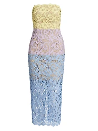 Kait Colorblocked Lace Cocktail Dress