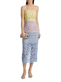 Kait Colorblocked Lace Cocktail Dress