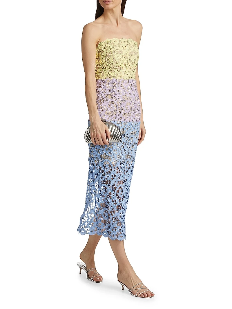 Kait Colorblocked Lace Cocktail Dress