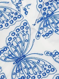 Butterfly Eyelet Ruffled Midi-Dress