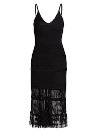 Sheer Ribbed Cami Midi-Dress