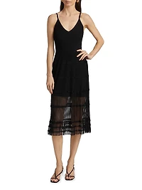 Sheer Ribbed Cami Midi-Dress