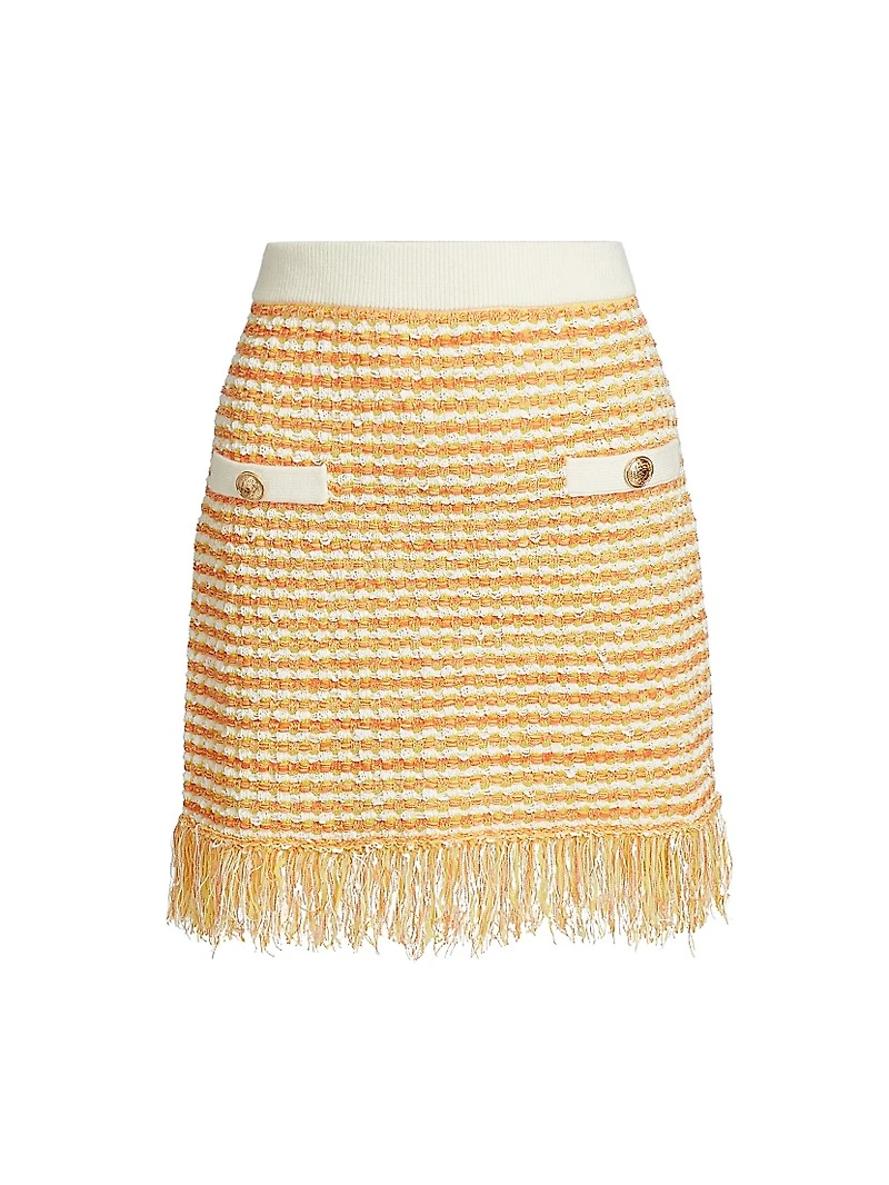Kali Textured Fringe Knit Miniskirt