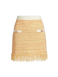 Kali Textured Fringe Knit Miniskirt