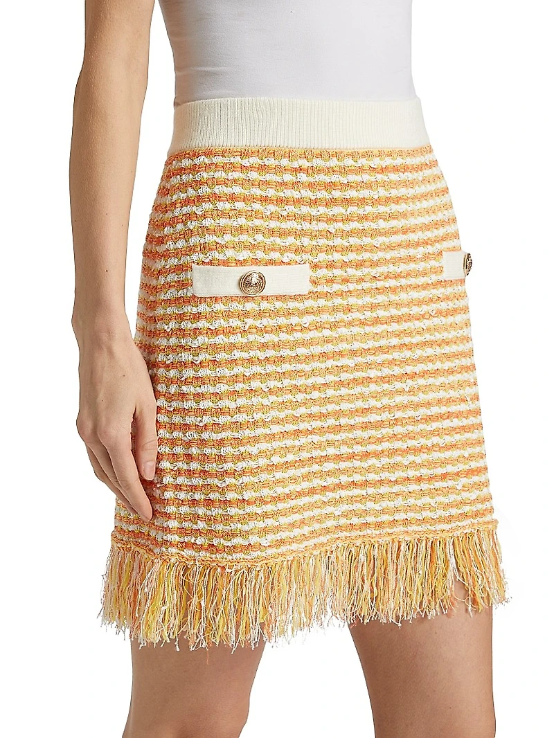 Kali Textured Fringe Knit Miniskirt