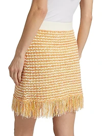 Kali Textured Fringe Knit Miniskirt