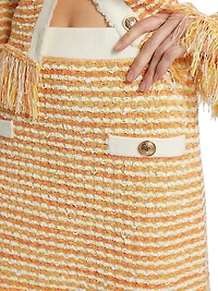 Kali Textured Fringe Knit Miniskirt