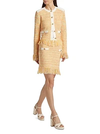 Kali Textured Fringe Knit Miniskirt