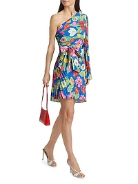 Linden Tulip Rosette Pleated Minidress