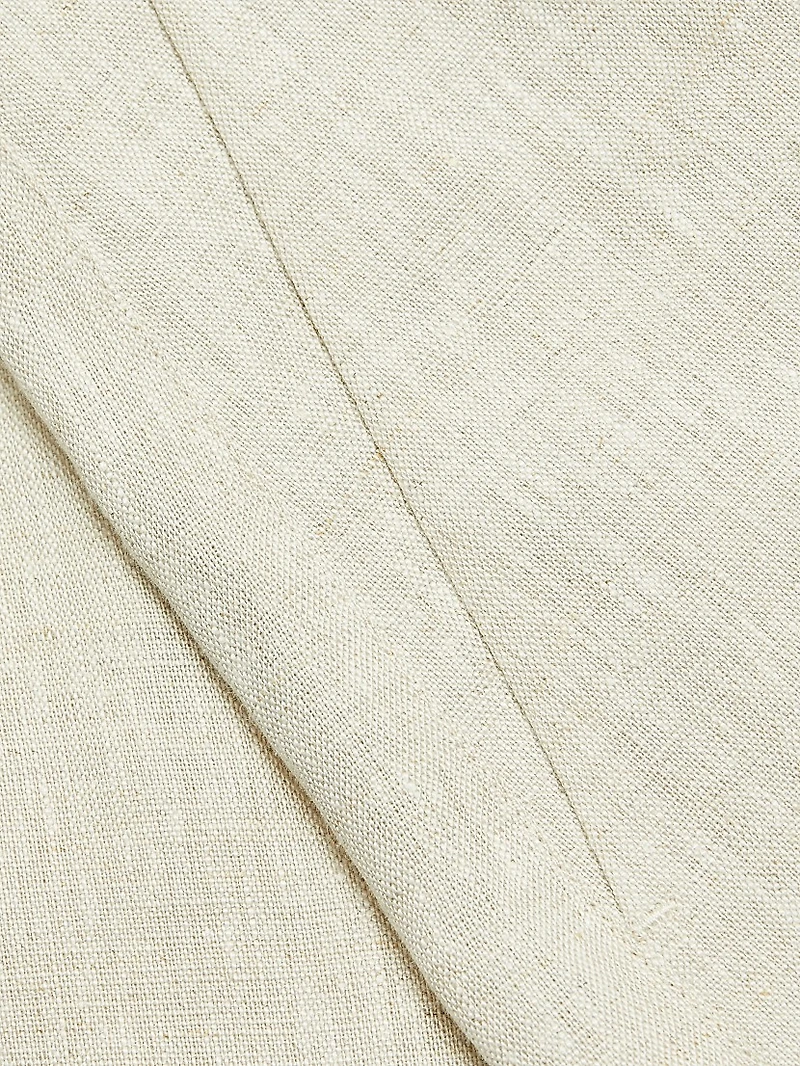 Asymmetric Pleated Linen Shorts