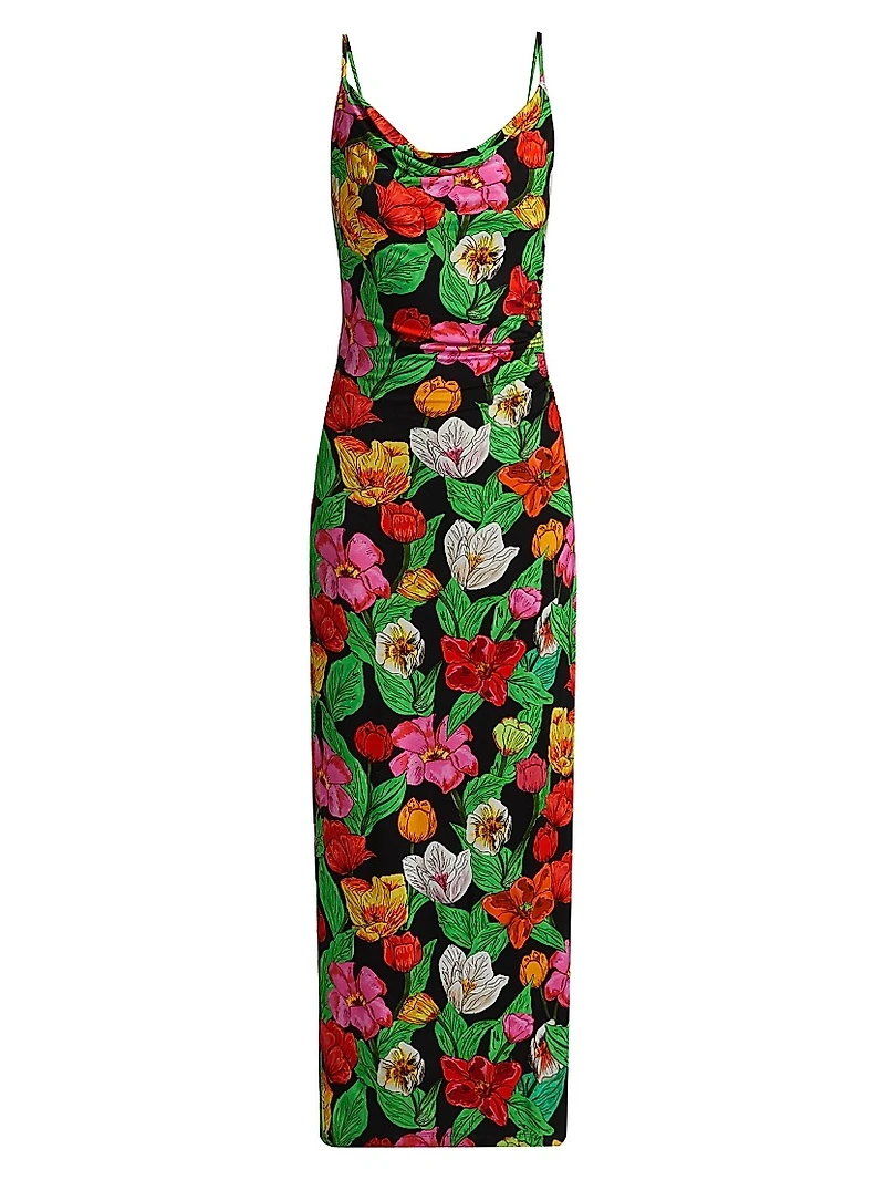 Tulip Rosette Cowlneck Cocktail Dress