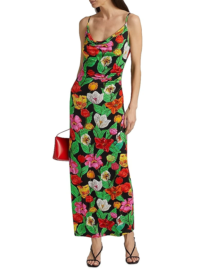Tulip Rosette Cowlneck Cocktail Dress