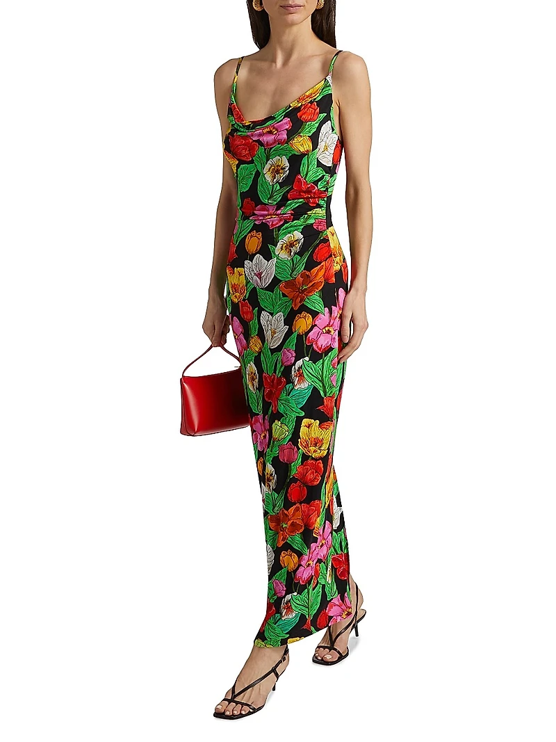 Tulip Rosette Cowlneck Cocktail Dress