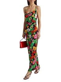 Tulip Rosette Cowlneck Cocktail Dress