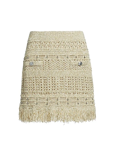 Beaded Fringe Knit Miniskirt