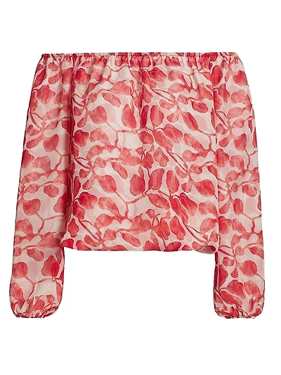 Toru Floral Chiffon Off-The-Shoulder Top