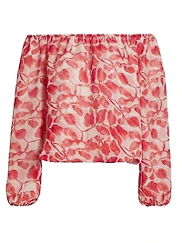 Toru Floral Chiffon Off-The-Shoulder Top