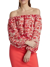 Toru Floral Chiffon Off-The-Shoulder Top