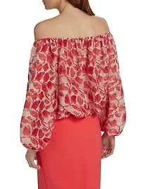 Toru Floral Chiffon Off-The-Shoulder Top