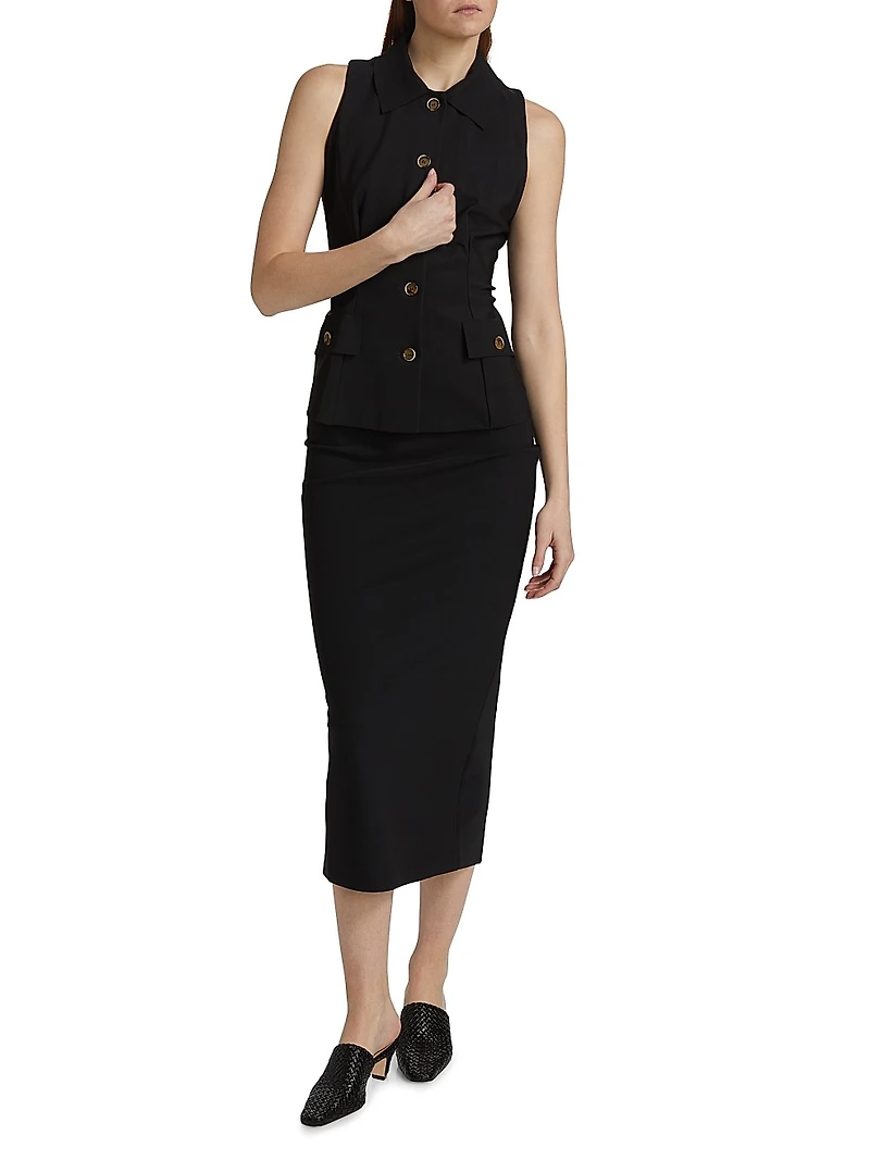 Sumio Jersey Sleeveless Blazer Top
