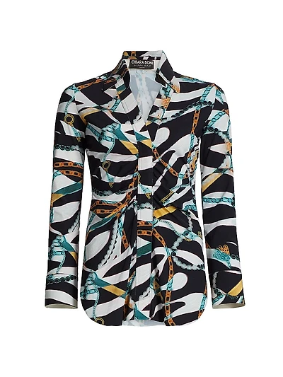 Sohoreh Chain Jersey V-Neck Shirt