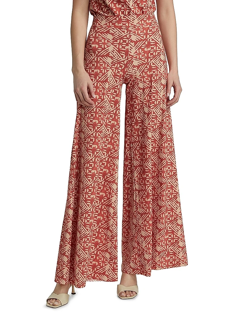 Skyla Printed Jersey Wide-Leg Pants