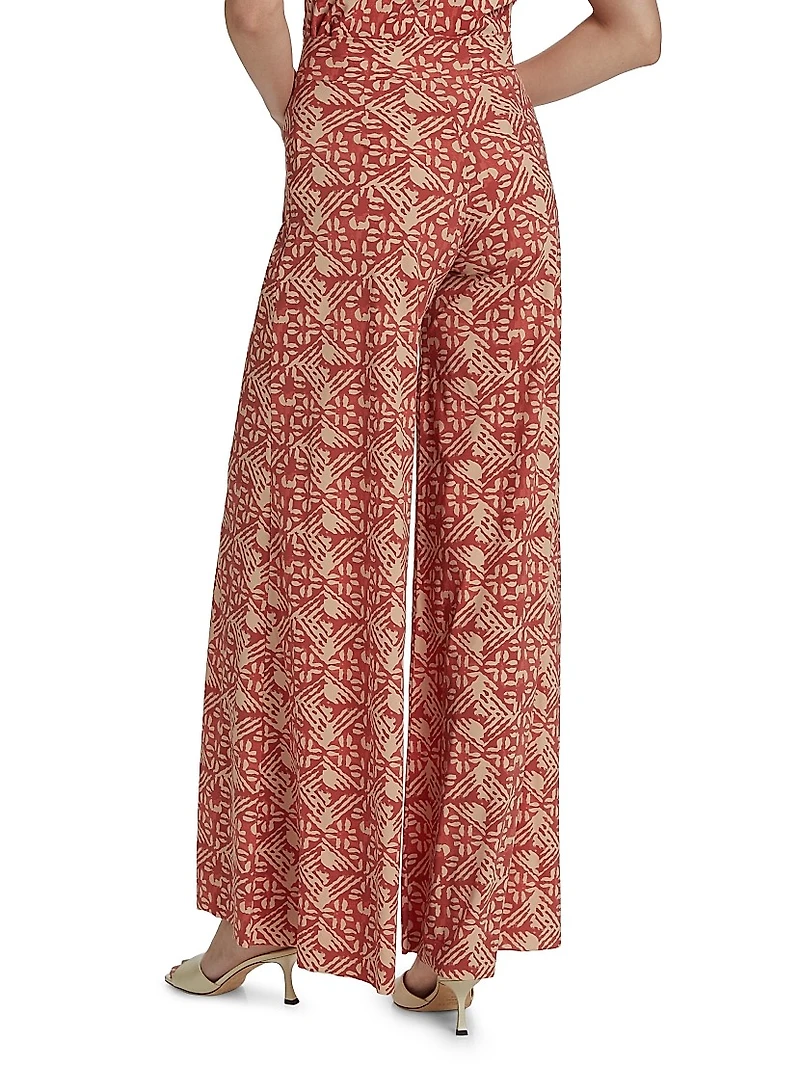 Skyla Printed Jersey Wide-Leg Pants