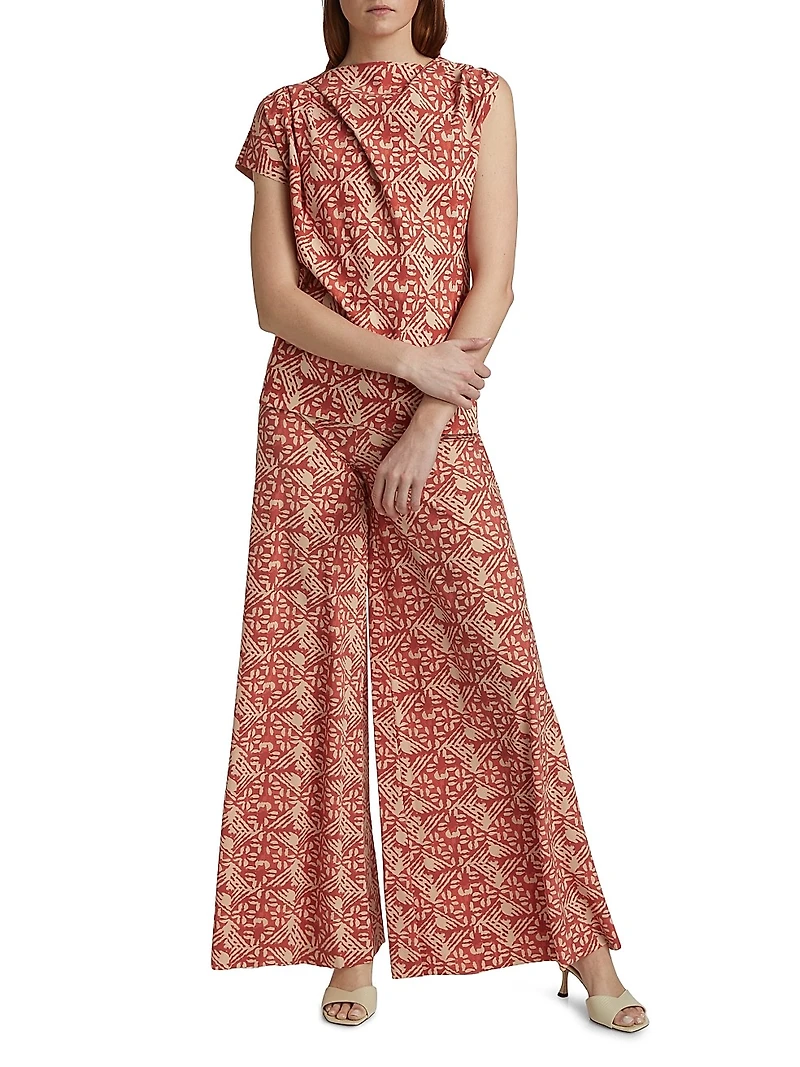 Skyla Printed Jersey Wide-Leg Pants