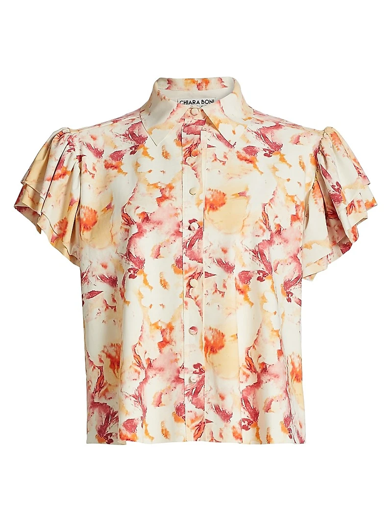 Jin Floral Flutter-Sleeve Blouse