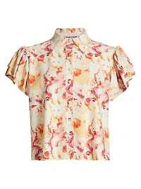 Jin Floral Flutter-Sleeve Blouse