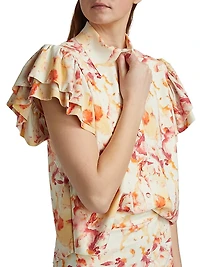 Jin Floral Flutter-Sleeve Blouse