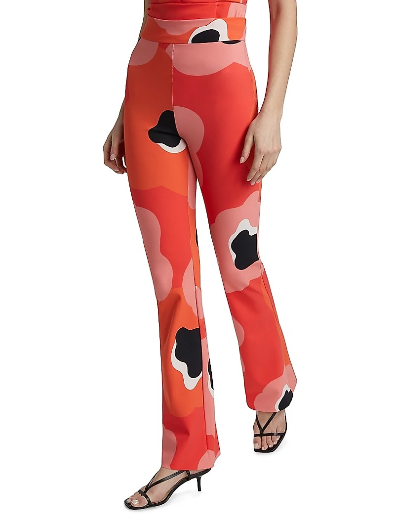 Venusette Abstract Jersey High-Rise Flared Pants