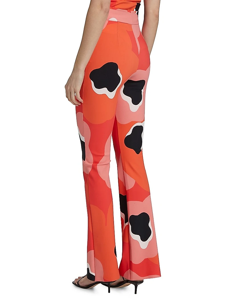 Venusette Abstract Jersey High-Rise Flared Pants