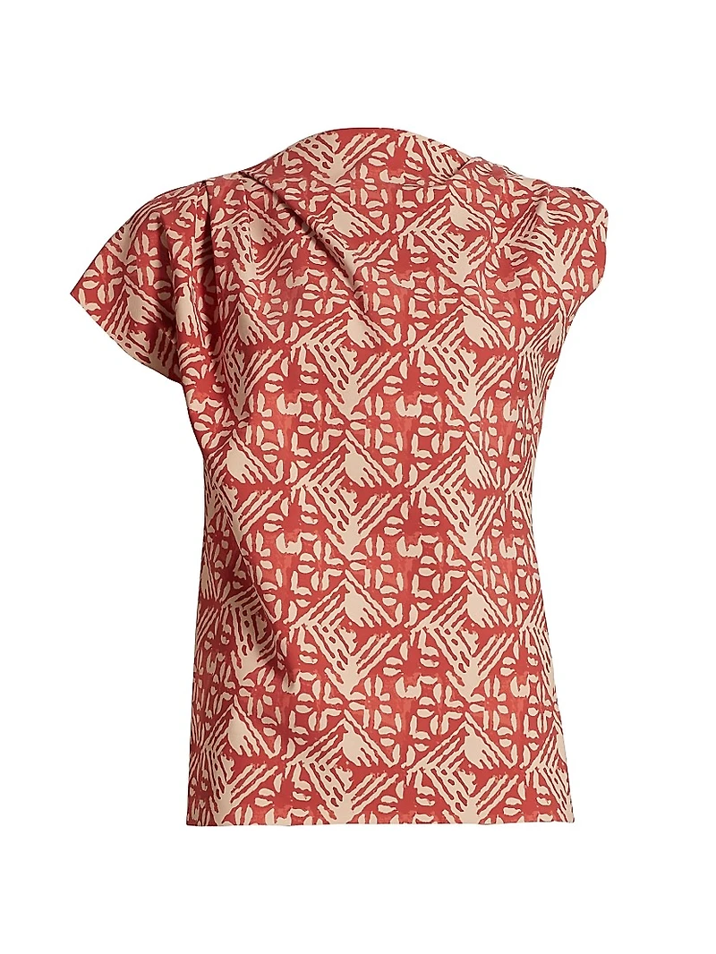 Teruo Asymmetric Geometric Jersey Blouse