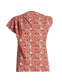 Teruo Asymmetric Geometric Jersey Blouse