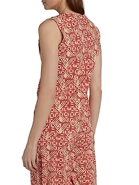 Teruo Asymmetric Geometric Jersey Blouse